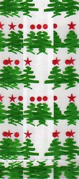 3 1/2 X 2 X 7 1/2 (TREES RED & GREEN) Clear Cello Gusseted Bags (Qty 25)